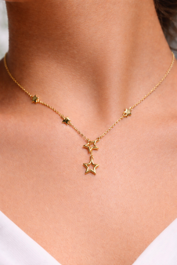 Collar de estrella, baño en oro