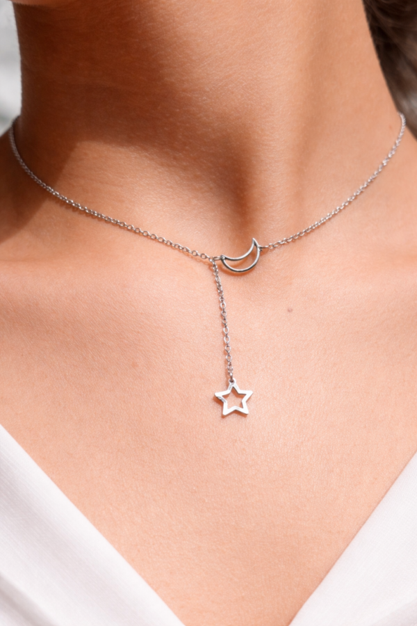 Collar de baño en plata, lunar estrellada